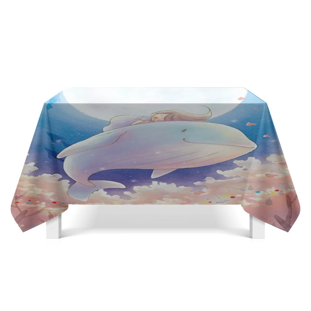 

Whale Decorative Art Tablecloth Household Table Cloth TV Cabinet Tea Table Cloth round Table Placemat