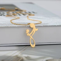 new arrive mother and baby pendant in stainless steel mother kid geometric pendant for woman wife family necklace chain jewelry
