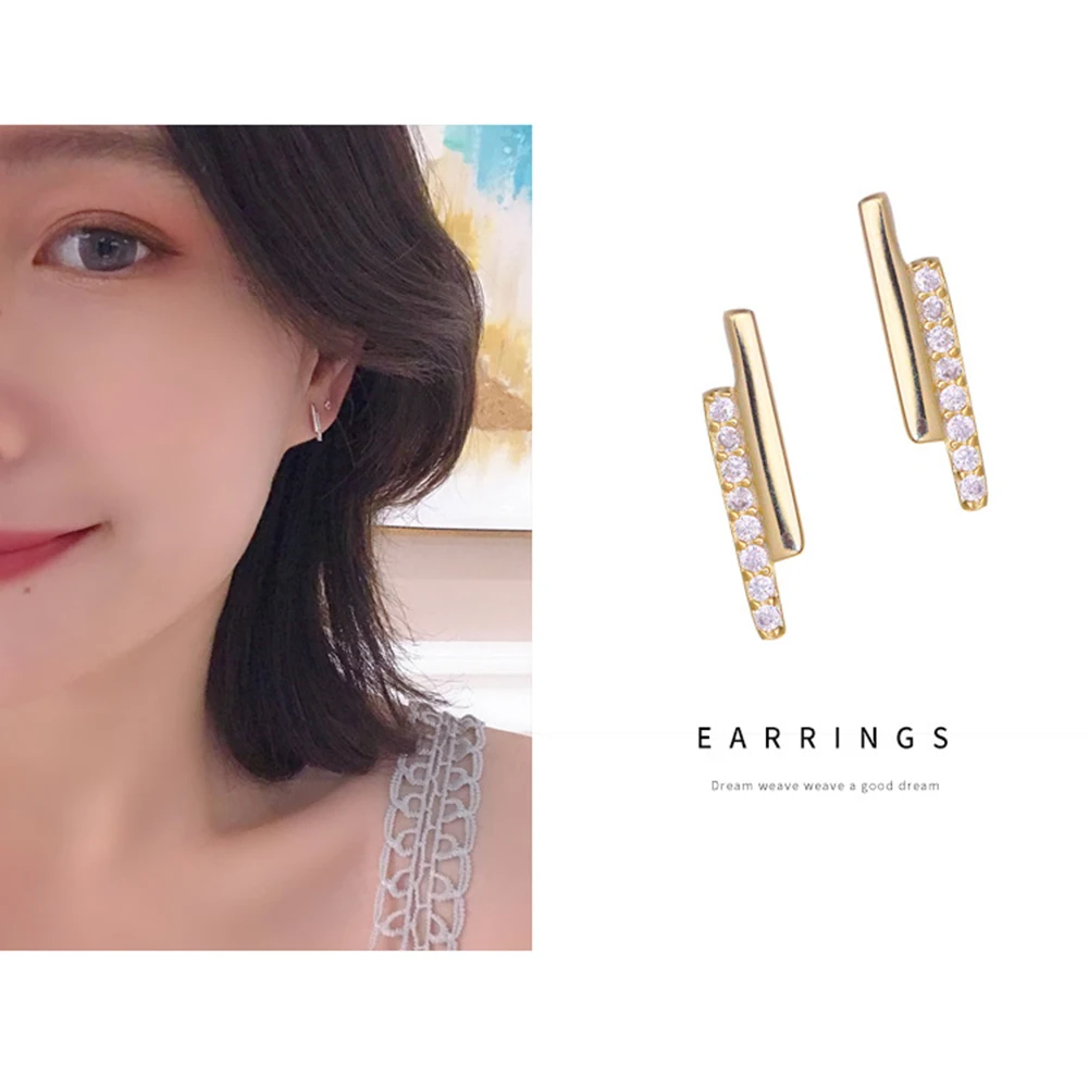 Новые висячие серьги из сплава для женщин Модная бижутерия золотые со стразами