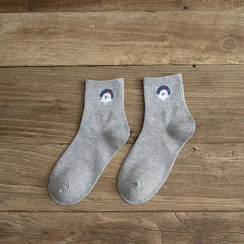 Gray Sockss Креативные забавные носки из хлопка с разными милыми животными; женские носки; дизайн; милые носки с героями мультфильмов в стиле Харадзюку; Sokken - Цвет: Gray Sockss