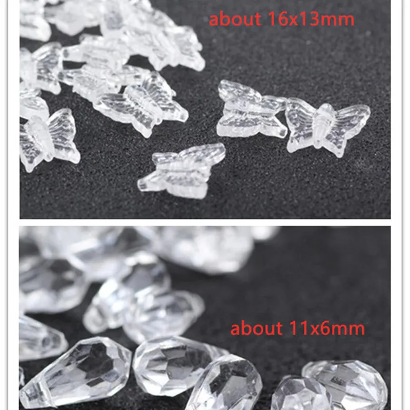 Простые акриловые белые прозрачные бабочки/капли свободные бусины для