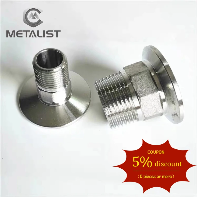 

METALIST 1/2“DN15 Stainless Steel SS304 Sanitary Hexagon Male Threaded Ferrule OD 50.5 Pipe Fitting fit for 1.5" Tri Clamp