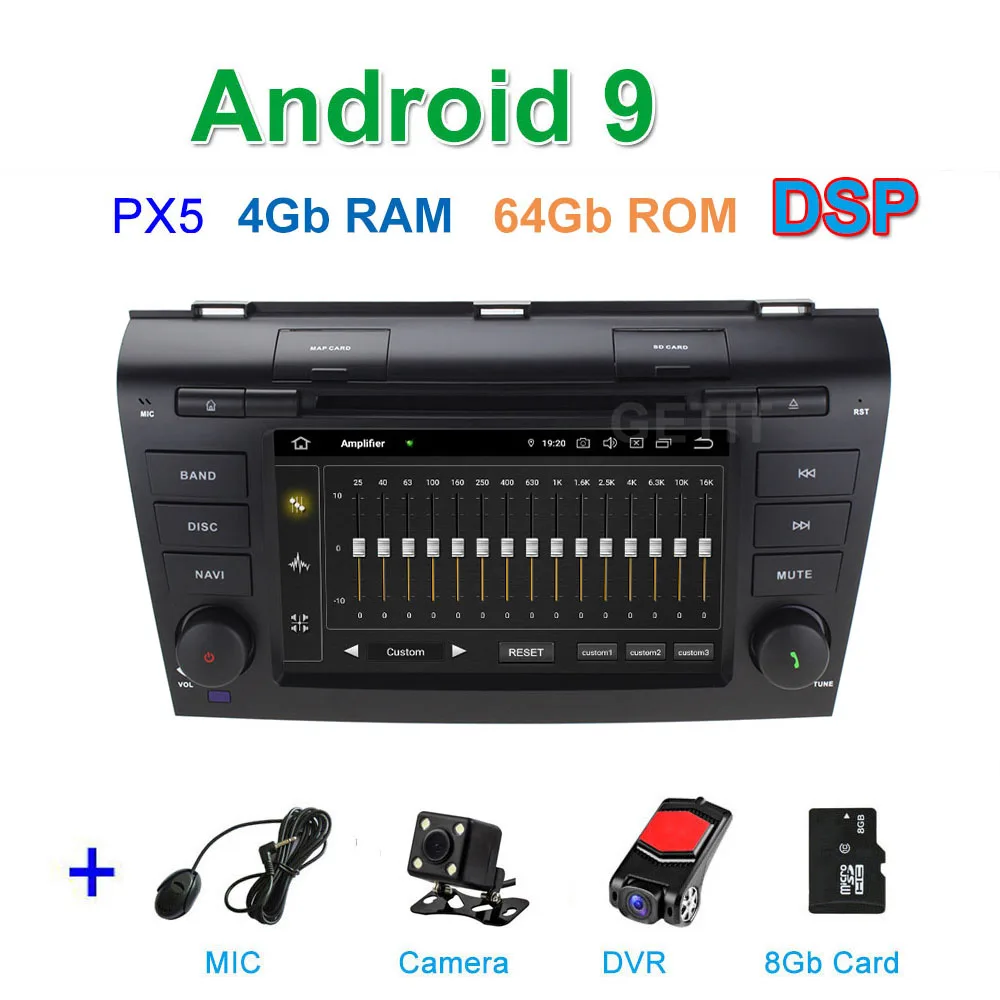 DSP 64G PX6 Android 9 автомобильный DVD видео стерео радиоплеер gps навигация для Mazda 3 мазда3 2003~ 2009 - Цвет: DSP PX5 CAM DVR SD