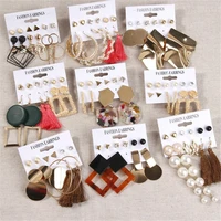 56 pairs of popular earrings geometric irregular metal stud earrings acrylic plate stream trendy ear piercing jewelry for women