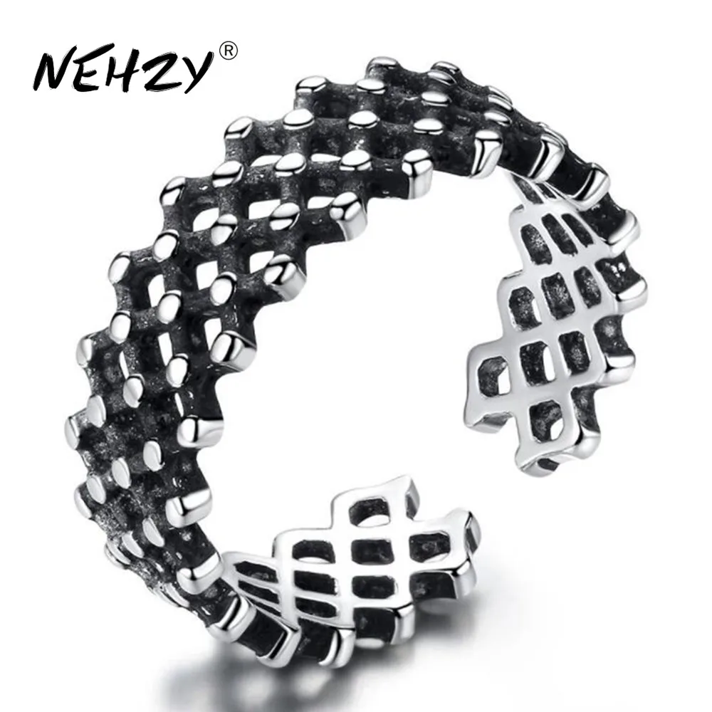 NEHZY 925 пробы Серебряное Новое ювелирное изделие Женское кольцо Ретро сетка черное