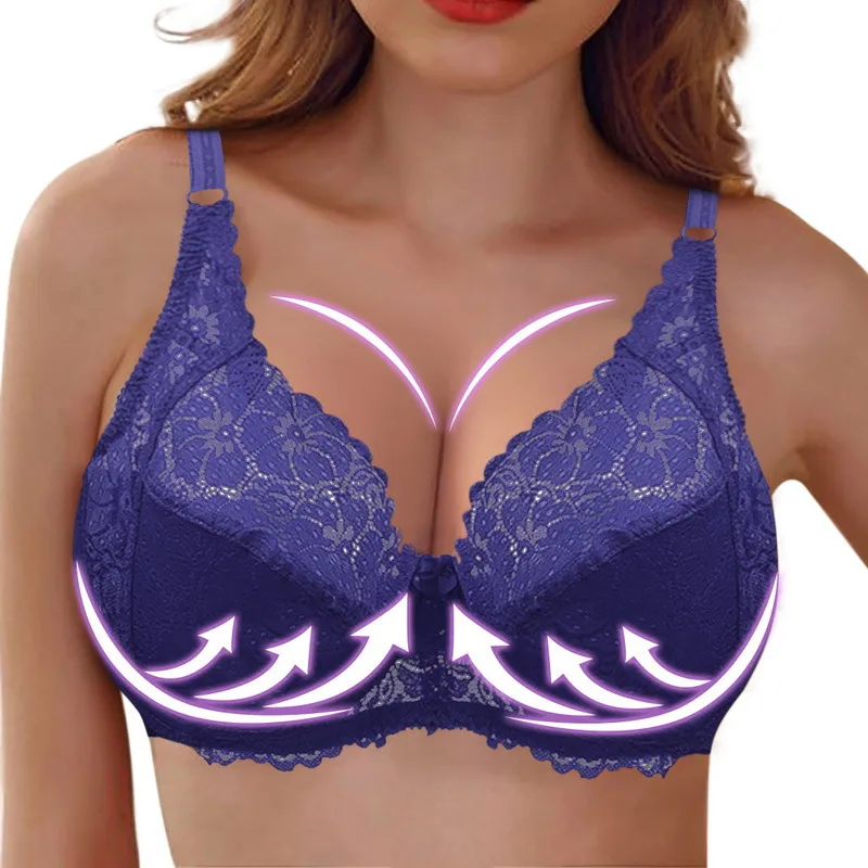 

Womens Floral Lace Bras Perspective Underwire Bra Sexy Lingerie Plus Size Bralette Large Cup 38-46 E F