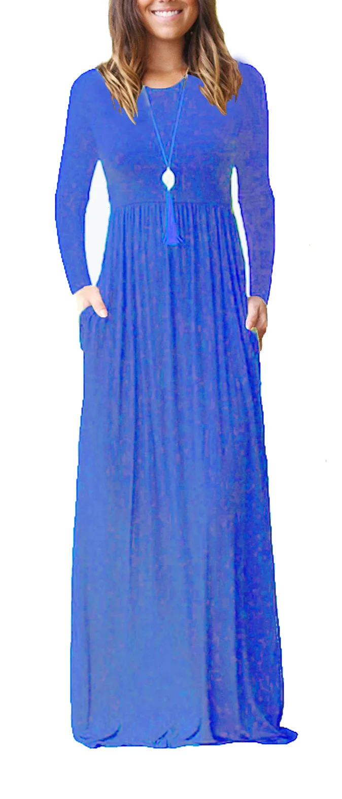 

Long Skirt Long Sleeve Elastic Waist Dress