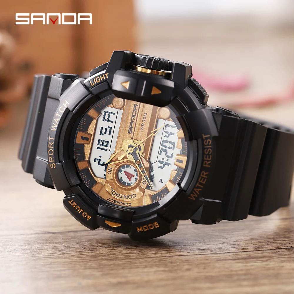 Часы наручные SANDA Мужские кварцевые брендовые Роскошные водонепроницаемые