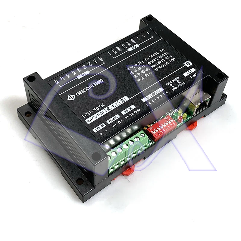8DI 4AO аналоговый 0 10 в 4 20 мА Выход RJ45 Ethernet модуль Modbus RTU и протокол TCP связи RS485
