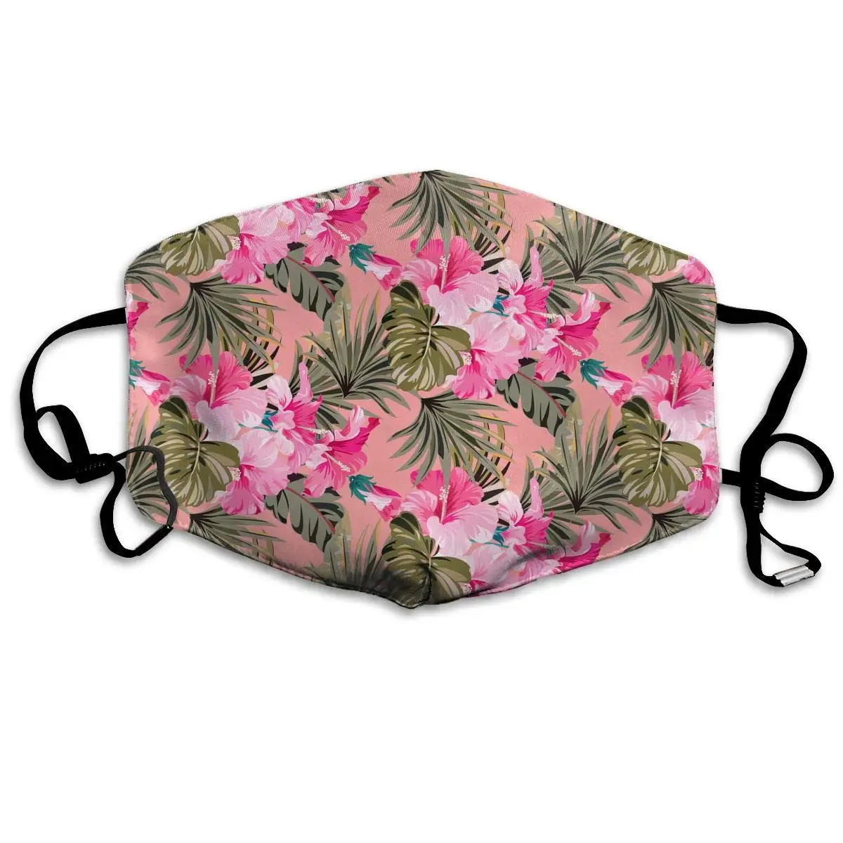 

Маска многоразовая моющаяся для детей и подростков, тропическая и экзотическая розовая маска против пыли, с цветами и листьями