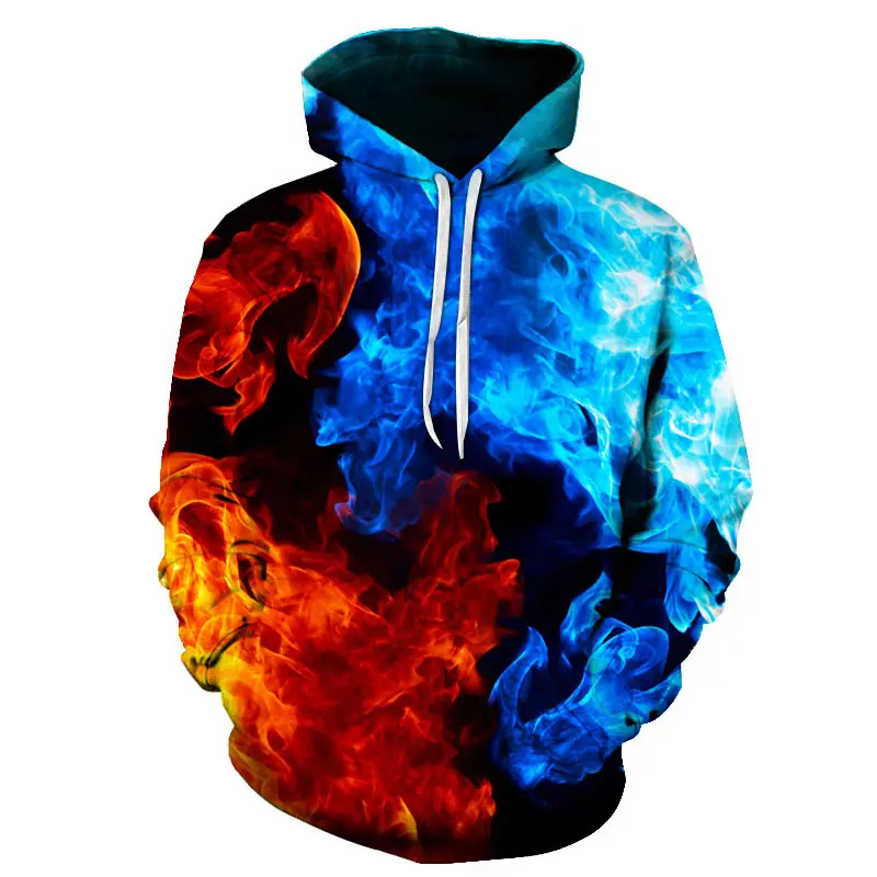 

Spring and Autumn New Flame Printing Men's and Women's Sweatshirts Harajuku Boys Sweatshirts 3D Printed Pullovers