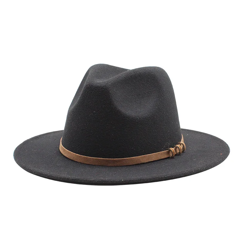 

2020 new 19 colors Retro Men Women Wool Fedora Hat Wide Brim Jazz Hat Lady Winter Autumn Fascinator Church Hat Size 56-58CM