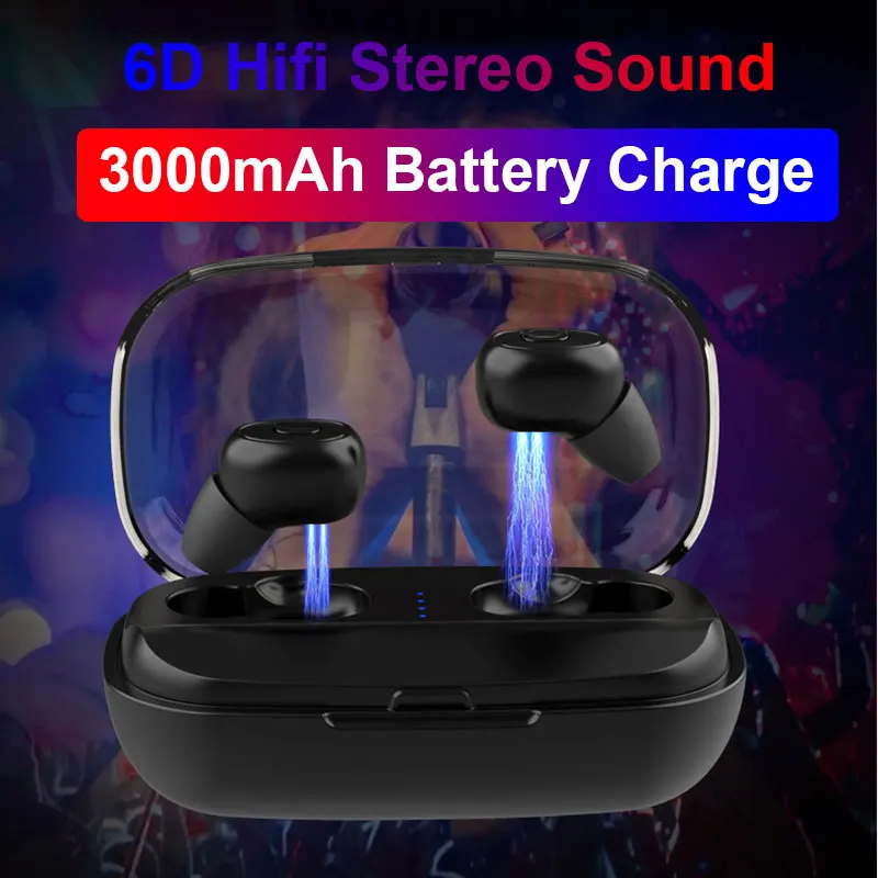 TIANENHUI Bluetooth наушники 5,0 TWS наушники шумоподавление Беспроводная гарнитура 6D стерео наушники микрофон 3000 мАч зарядная коробка