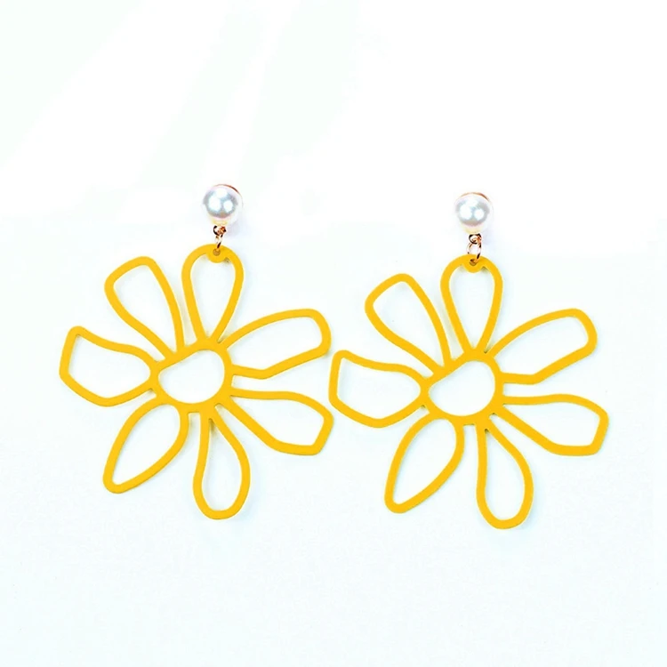 2019 корейские массивные серьги в виде цветка с белым жемчугом большие висячие