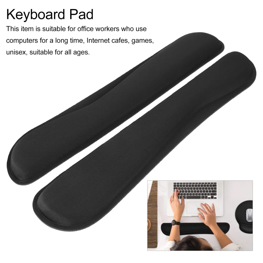 

2pcs Keyboard Wrist Rest Pad Ergonomic Memory Foam Pad For Office Computer