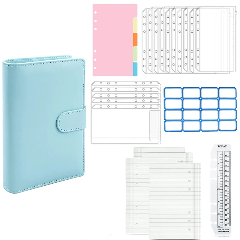 

A6 Budgeting Binder Planner with 15 Pcs Cash Envelopes and 40 Budget Sheets, Ruler Budget Wallet Organizer