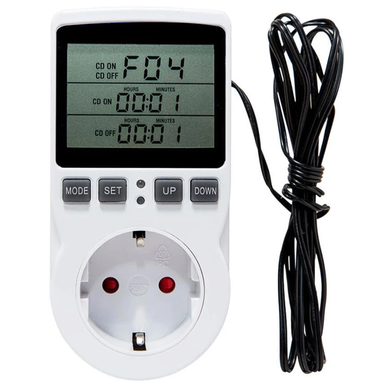 

Multi-Function Thermostat Temperature Controller Socket Outlet with Timer Switch 16A Heating Cooling Timing Mode EU Plug