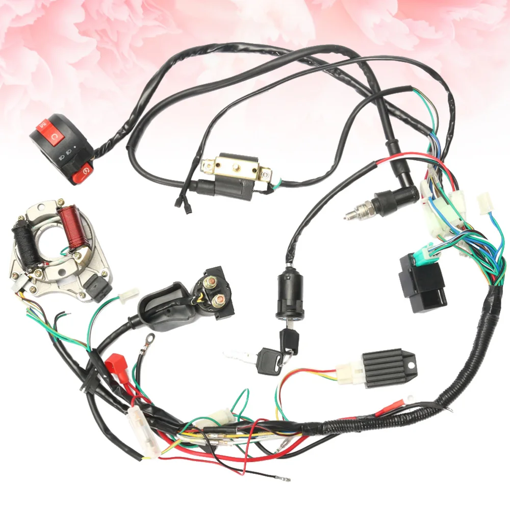 

1 Set 50 70 90 110CC CDI Wire Harness Assembly Wiring Kit ATV Electric Start Quad CDI Wire Harness Assembly Wiring Ignition Swit