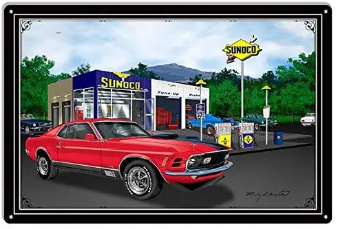 

Mustang Car Red Garage Art Metal Sign by Rudy Edwards 12x16