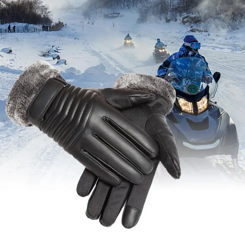 

Men's Gloves Black Winter Mittens Keep Warm Touch Screen Windproof Driving Guantes Male Autumn Winter PU Leather Gloves Business