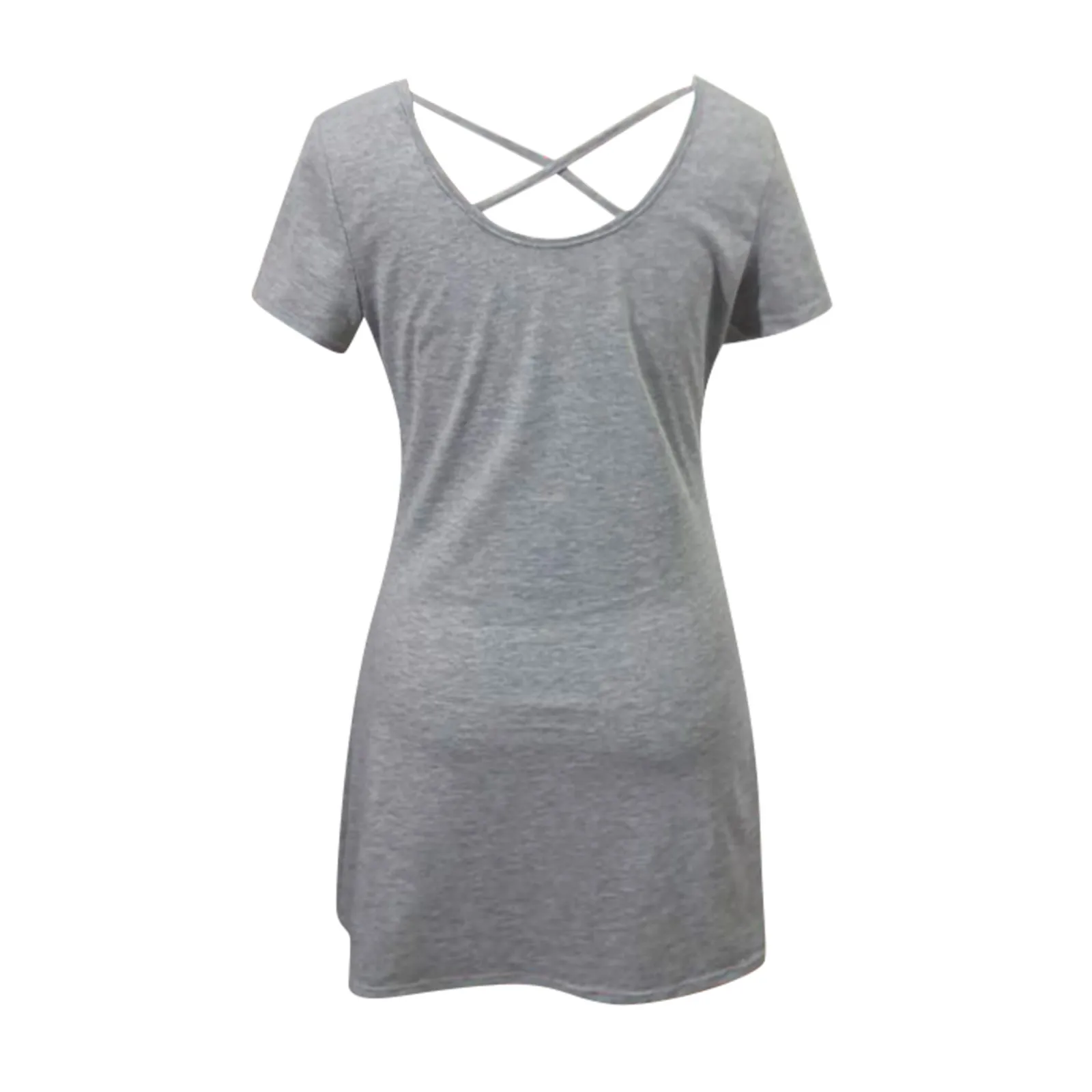 

Summer Dress For Women Fashion Causal Short Sleeve Round Neck Solid Color A-line Dress Female Slim Party Dresses#35