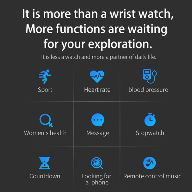 

New M1 Business Smart Watch Heart Rate Blood Presssure Monitor Music Control IP68 Waterproof Track For Apple HUAWEI Xiaomi Watch