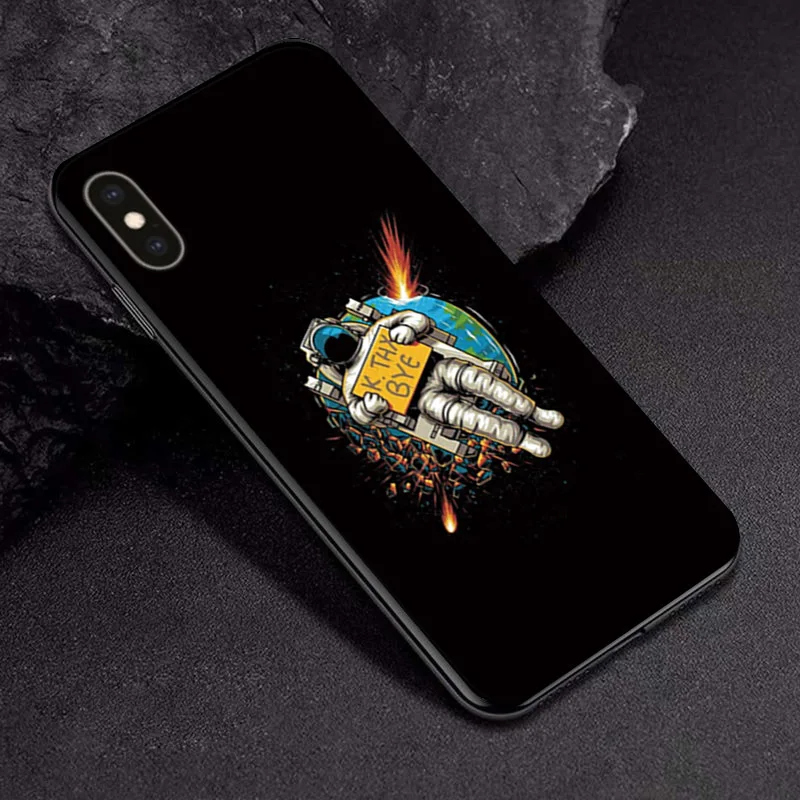 TPUBLK554 Черный чехол из ТПУ для Apple iPhone X XR XSMax 11 чехол Модный мультяшный астронавт для Apple iPhone 6 6S 7 8 Plus чехол для телефона бампер - Цвет: TPUBLK554