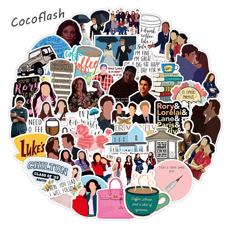 10/50Pcs/set Cartoon Comedy Gilmore Girls Waterproof Stickers For Bicycle Skateboard Phone Case Laptop Luggage Kids DIY Computer