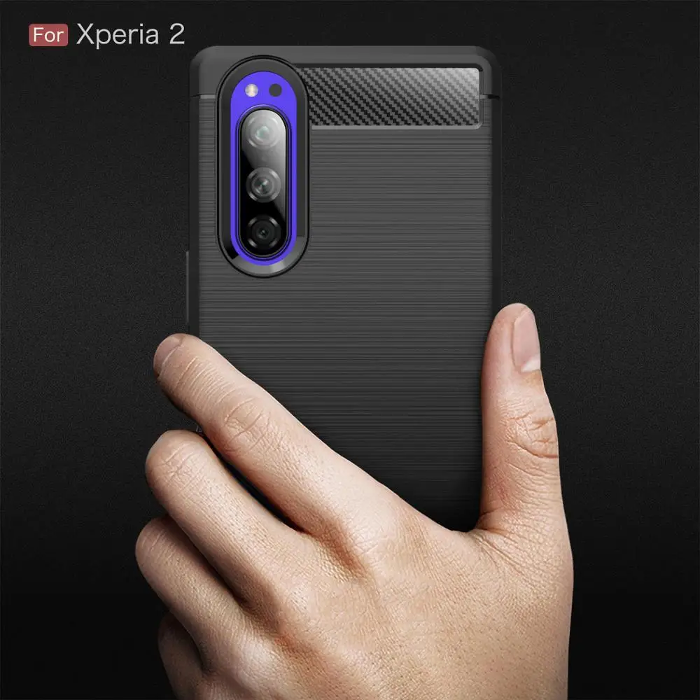 

For Sony Xperia 2 Anti-Full Carbon Fiber Case For Sony Xperia 2 Soft Silicon Carbon Fiber Phone Cover For Sony Xperia2 tpu Case