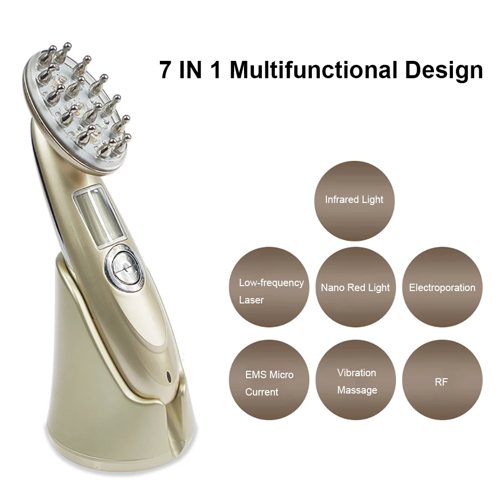 

Electric Laser Hair Growth Comb Anti Hair Loss Brush RF Nano Red Light Luminotherapy Infrared Vibration Massage Hair Styling