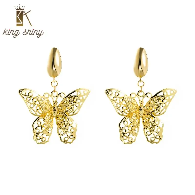 

Za Brand Butterfly Statement Dangle Earrings for Woman Elegant Gold Color Insect Drop Earrings Charm Party Ear Jewelry for Girls