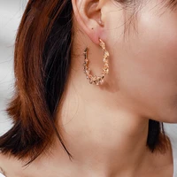 docona trendy gold color rose flower drop dangle earrings for women carving hollow geometric circle earring jewelry brincos 9231
