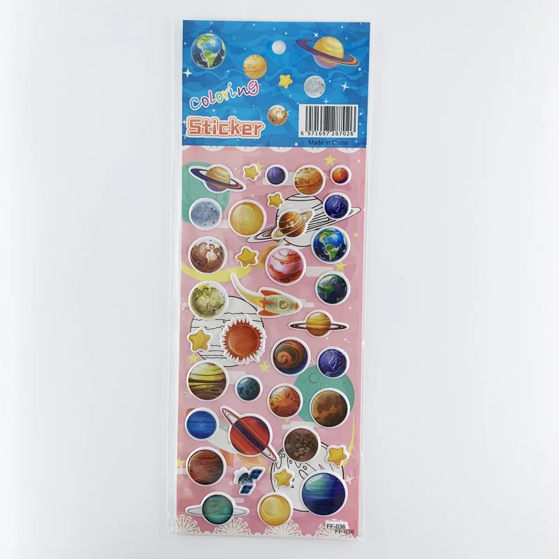 4 hojas/set 3D espacio planeta patr&oacute;n de espuma de burbujas de los ni&ntilde;os pegatinas Scrapbooking pegatinas de decoraci&oacute;n DIY regalo-1