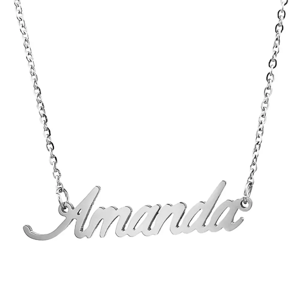 Amanda Nameplate Necklace for Women Stainless Steel Jewelry Gold Plated Name Chain Pendant Femme Mothers Friends Gift