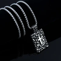vintage carving cross pendant necklace mens fashion titanium steel pendant necklace for motorcycle party male jewelry
