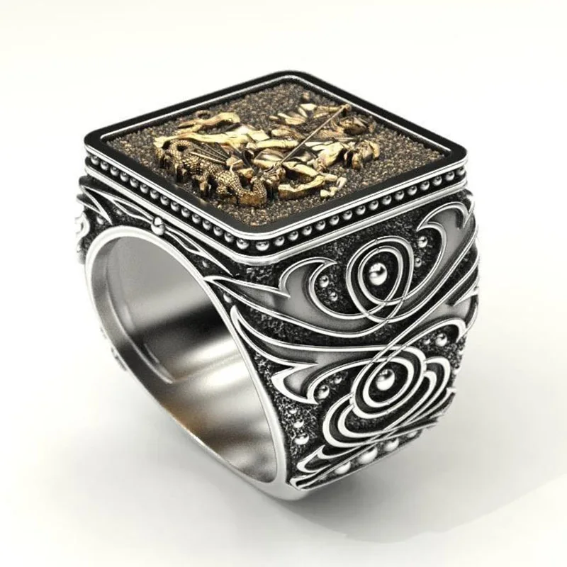 Готический Нежный воин дракон мужское кольцо хип хоп панк солдат военный значок