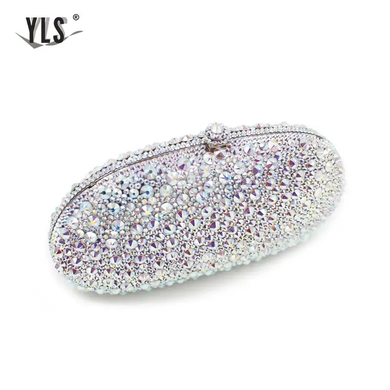 Женская серебряная сумка с кристаллами и стразами|Вечерние сумочки| |