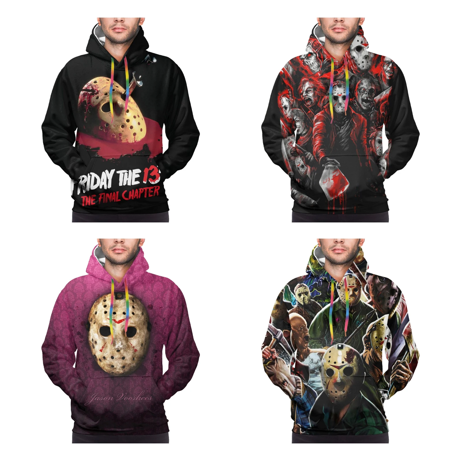 

Мужской пуловер с капюшоном и 3D принтом Джейсон вурхисс