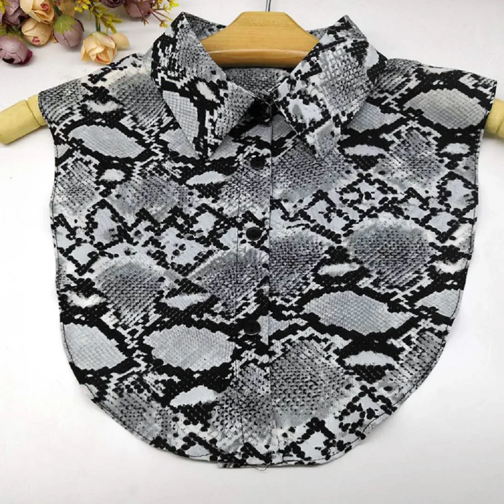 Корейский стиль Леопард Поддельный Воротник Женская блузка Осень отложной