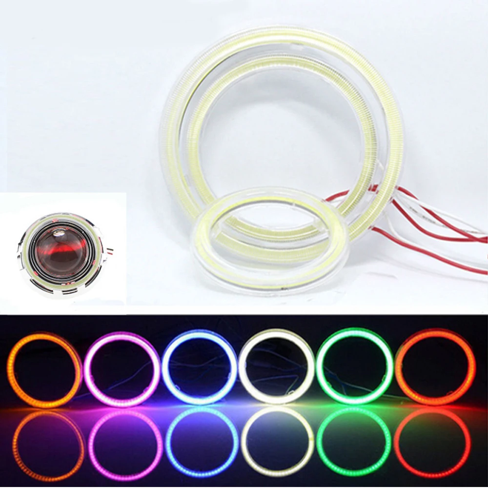 2 шт. Супер Яркие Кольца Ангельских Глаз COB LED Фары 60мм 70мм 80мм 90мм 100мм 110мм 120мм Автомобиль Мотоцикл DRL Лампа