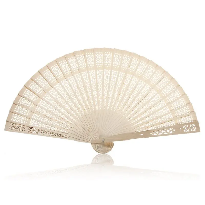 

Delicate Bamboo Wooden Summer Accesory Art Folding Carved Hand Fan Fragrant Hot Selling
