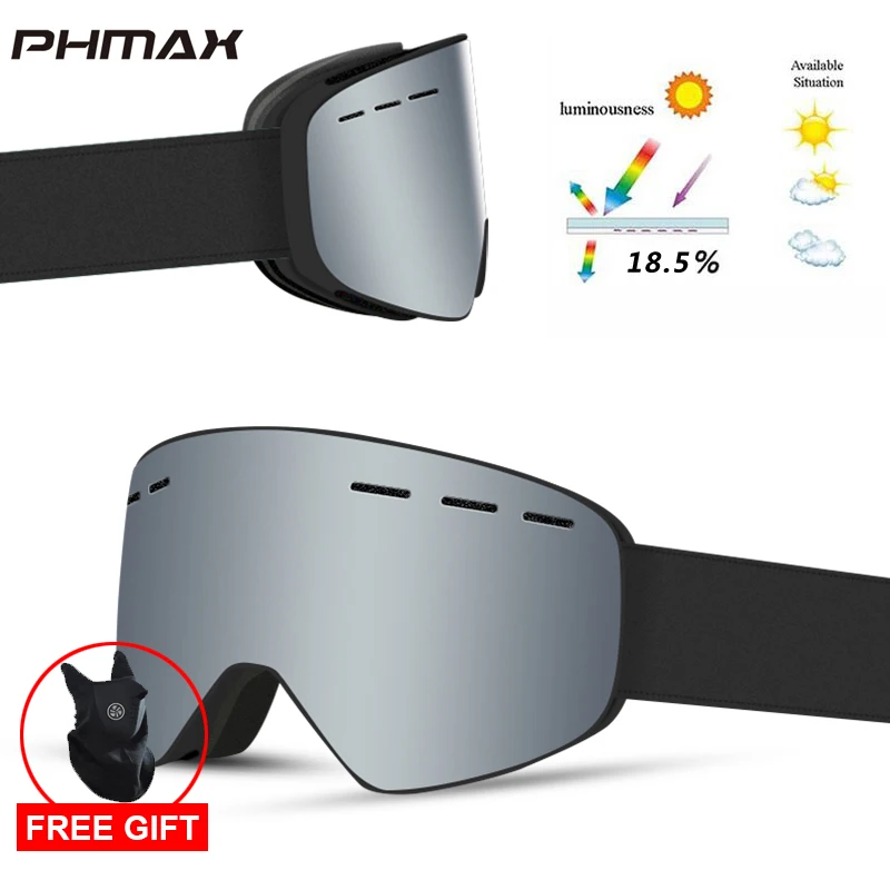 PHMAX бренд 6 цветов лыжные очки двухслойные UV400 Анти-туман большие Лыжные маски очки для катания на лыжах мужчины женщины снег сноуборд очки - Цвет: P-XJ-0202