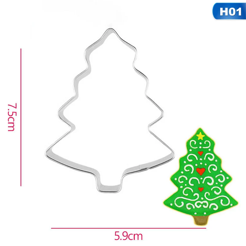 01 Stainless Steel Biscuit Mould Santa Claus Shape Fondant Cake Mold DIY Sugar Craft Xmas 3D Pastry Cookie Cutters Cake Tools - Color: 01