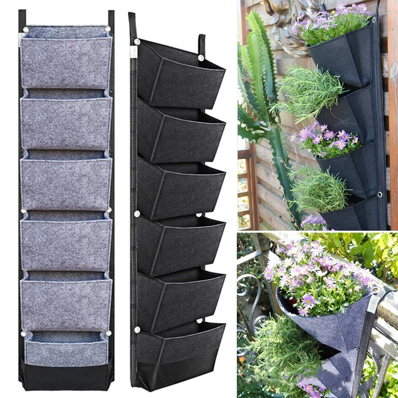 

1pc Plant Grow Bag Wall Hanging Flower Growing Pots Garden Vertical Planter Pocket Growing Bags For Garden Supplies