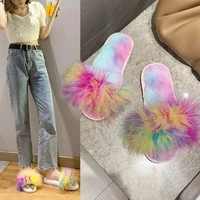 color plush plush cotton slippers ladies autumn and winter comfortable slippers furry slippers women fashion womens shoes