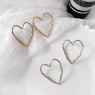 Женские длинные сережки с полым жемчугом и сердечком, вечерние серьги золотистого цвета в Корейском стиле, подарочные украшения