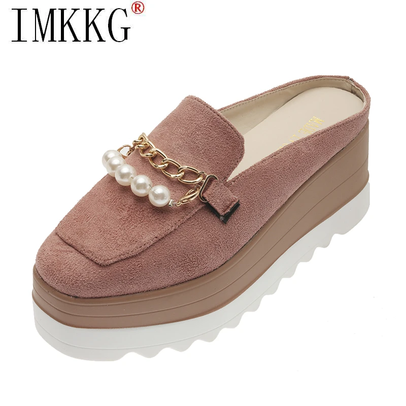 Женские кожаные танкетки на высокой платформе Kakhi туфли-лодочки толстой