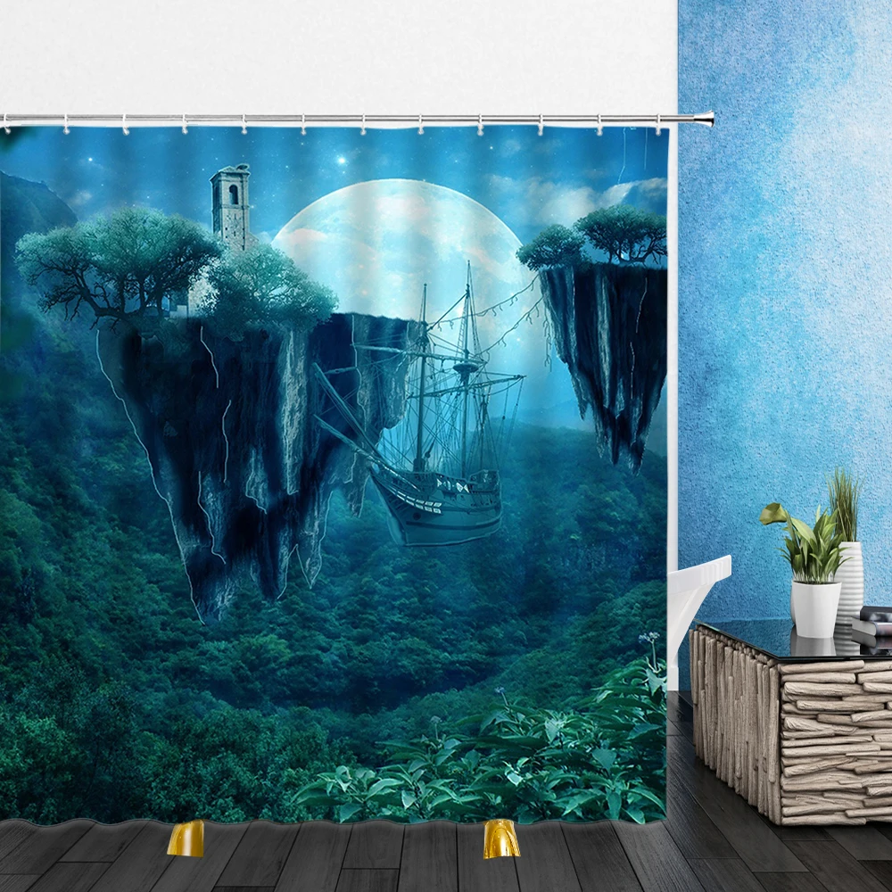 

Cartoons Landscape Shower Curtains Dream China Myth Animal 3D Print Bathroom Home Decor Waterproof Polyester Cloth Curtain