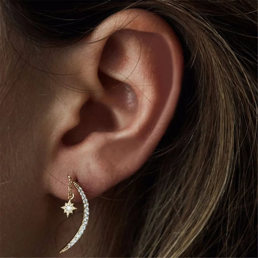 Женские винтажные серьги гвоздики с золотым цирконием MLING|Серьги-гвоздики| |