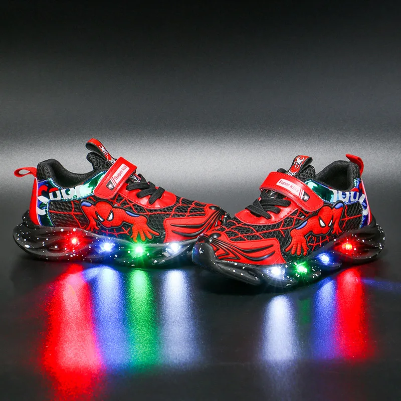 

Disney spring new children's breathable mesh sneakers for boys and girls baby led lights casual light running shoes